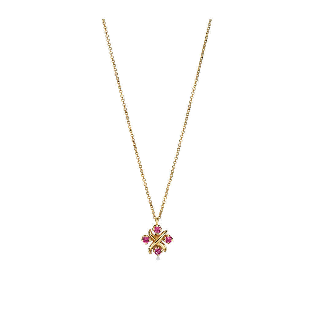 Tiffany Style Four-Leaf Clover Cubic Zirconia 18K Gold-Plated Necklace