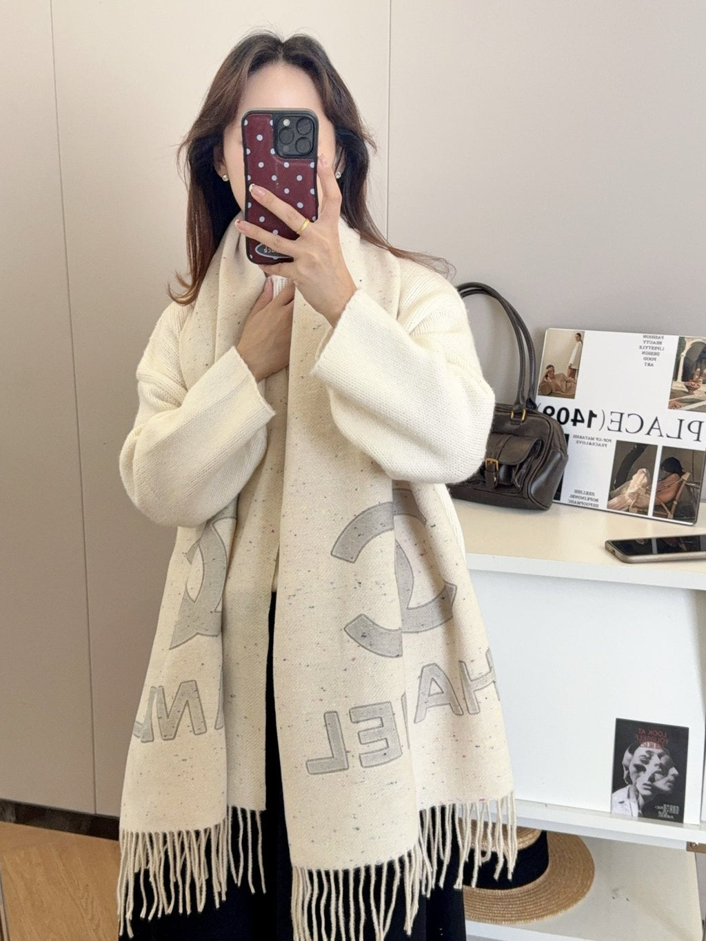 Chanel Graphic Fringed Scarf