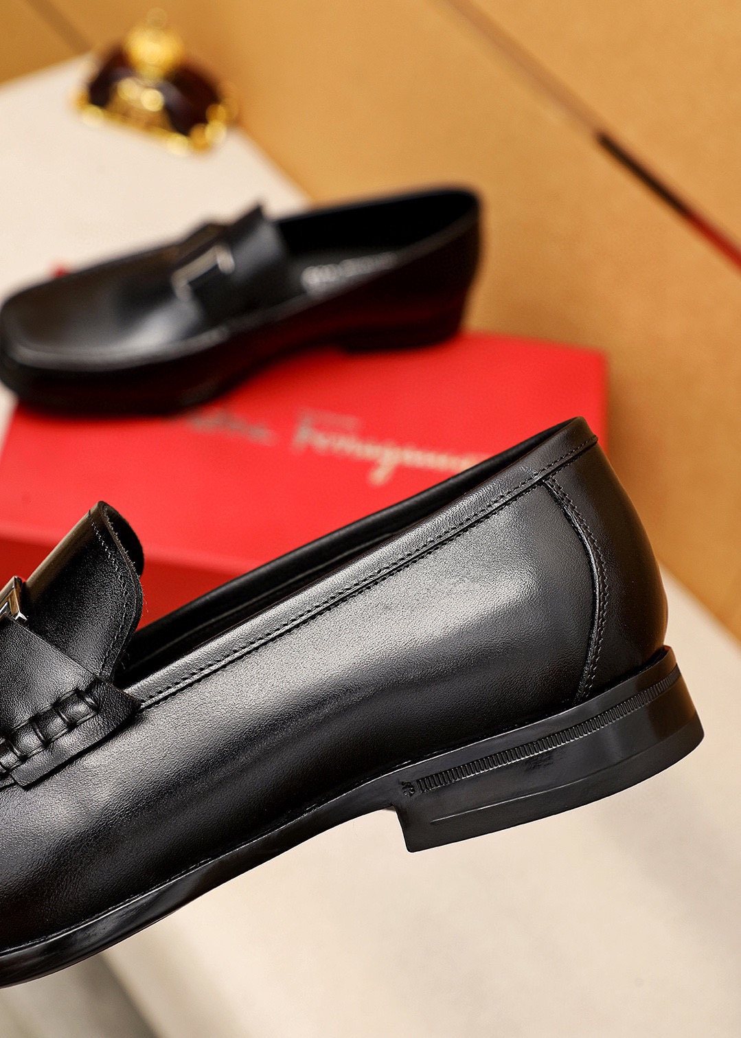 Ferragamo Black Buckle Loafers - Smooth Leather Upper, Rubber Outsole