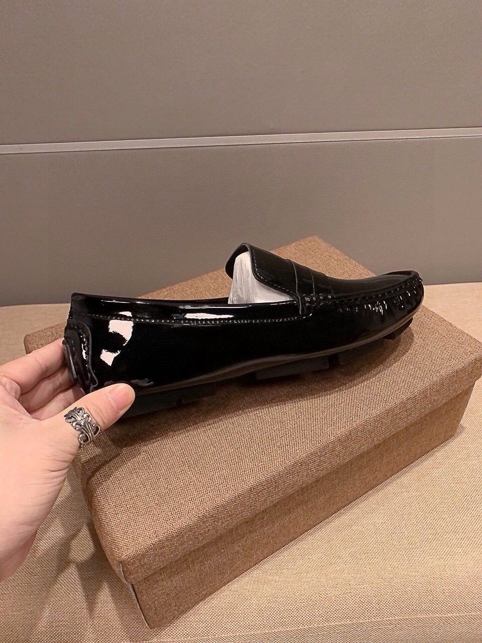 Ferragamo Black Patent Leather Loafers