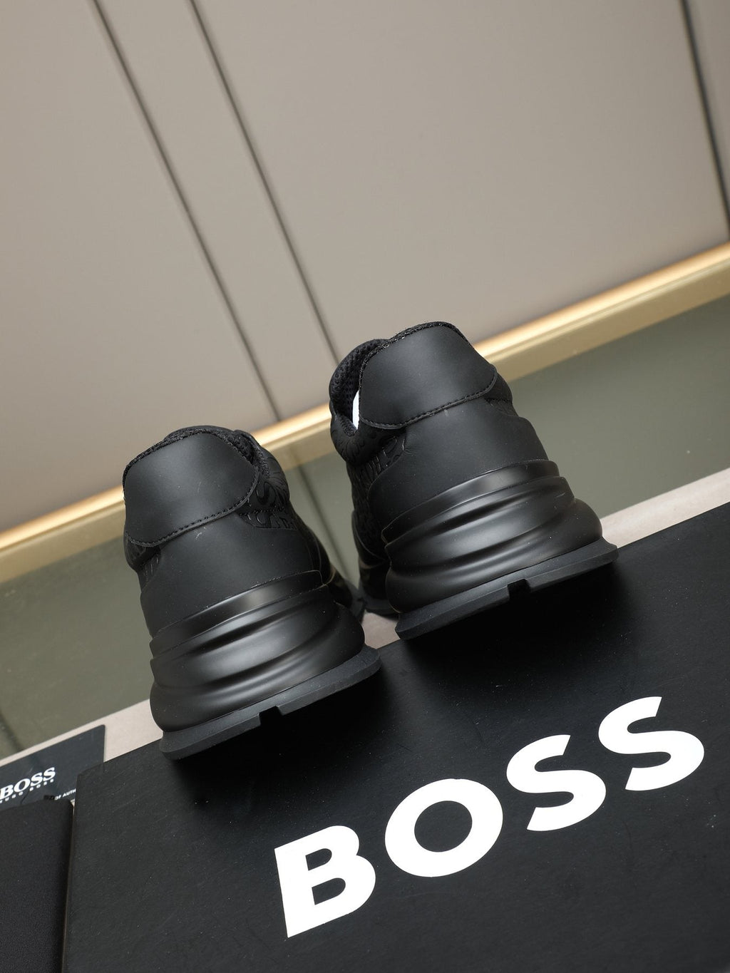 BOSS Men's Black Logo Slip-On Sneakers