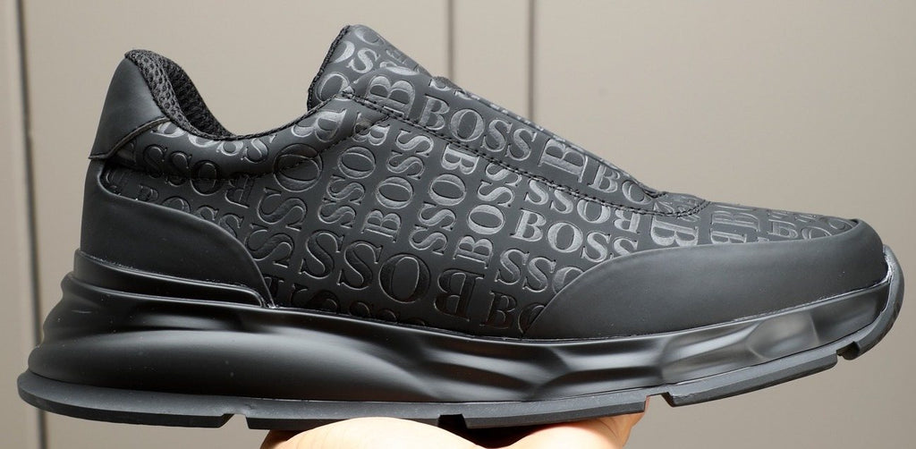 BOSS Men's Black Logo Slip-On Sneakers