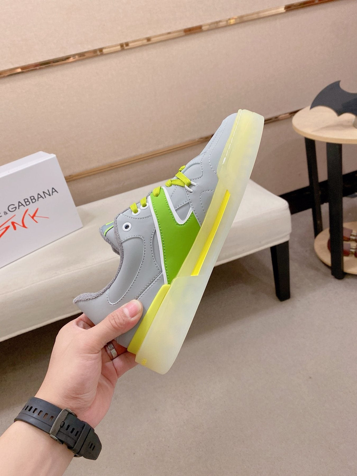 Dolce & Gabbana Neon Accent Low-Top Sneakers