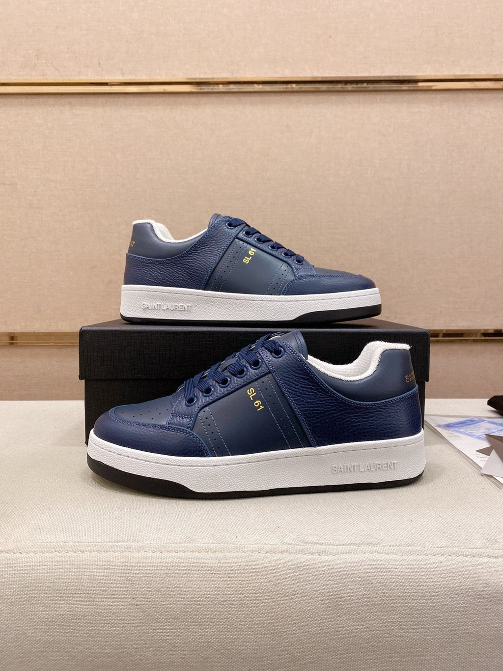 Saint Laurent SL 61 Navy Blue and White Sneakers