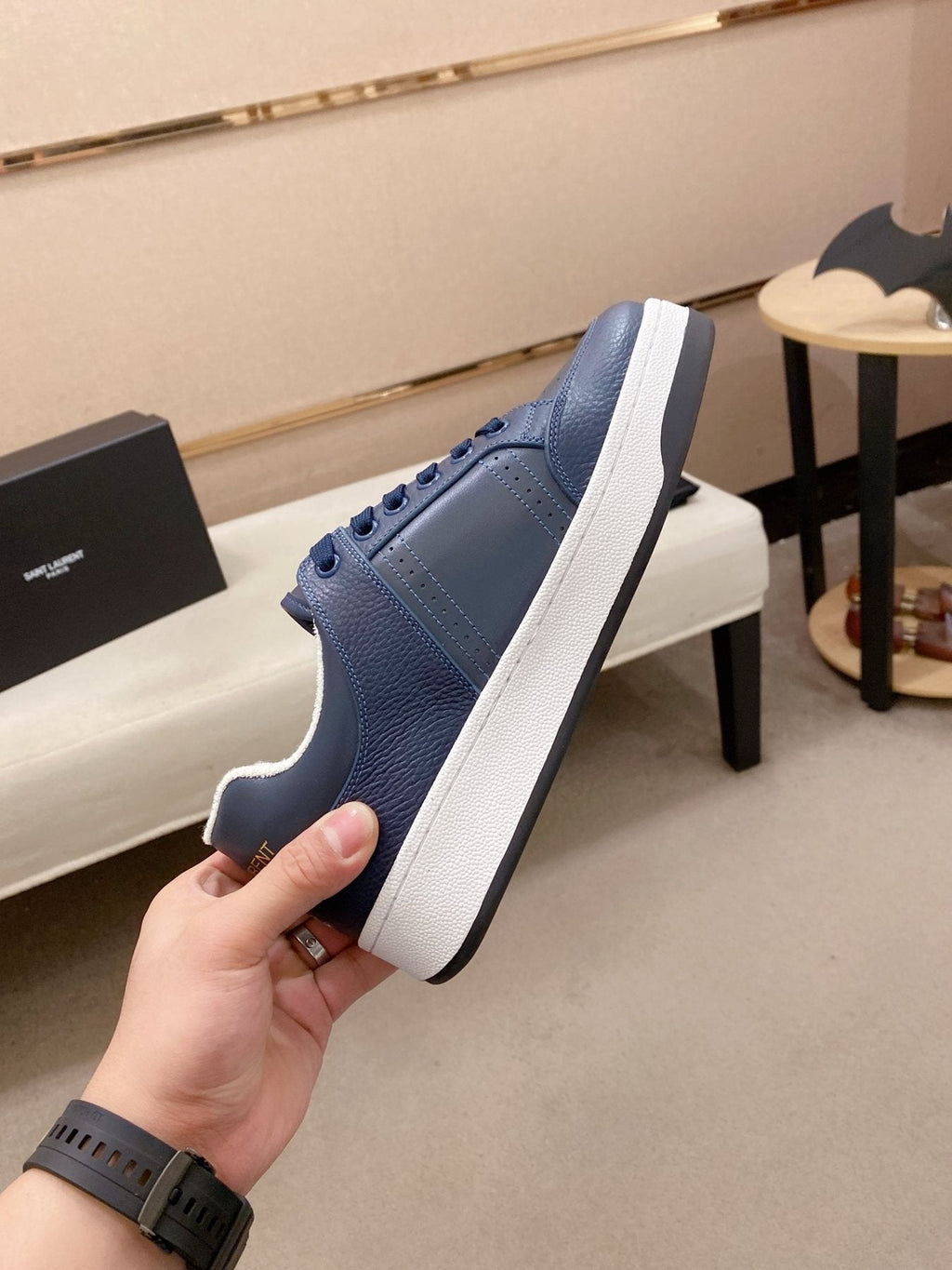 Saint Laurent SL 61 Navy Blue and White Sneakers