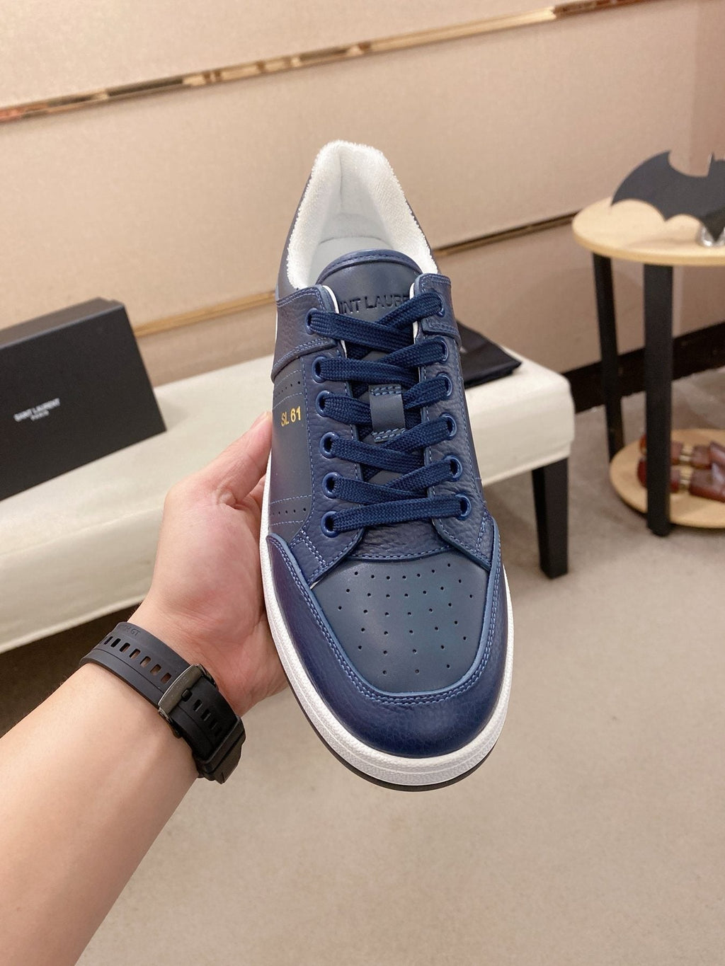 Saint Laurent SL 61 Navy Blue and White Sneakers