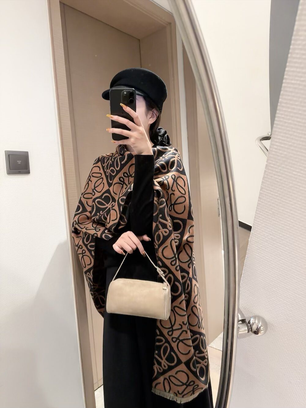 Loewe Reversible Anagram Fringe Scarf