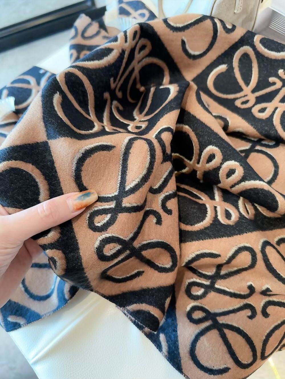 Loewe Reversible Anagram Fringe Scarf