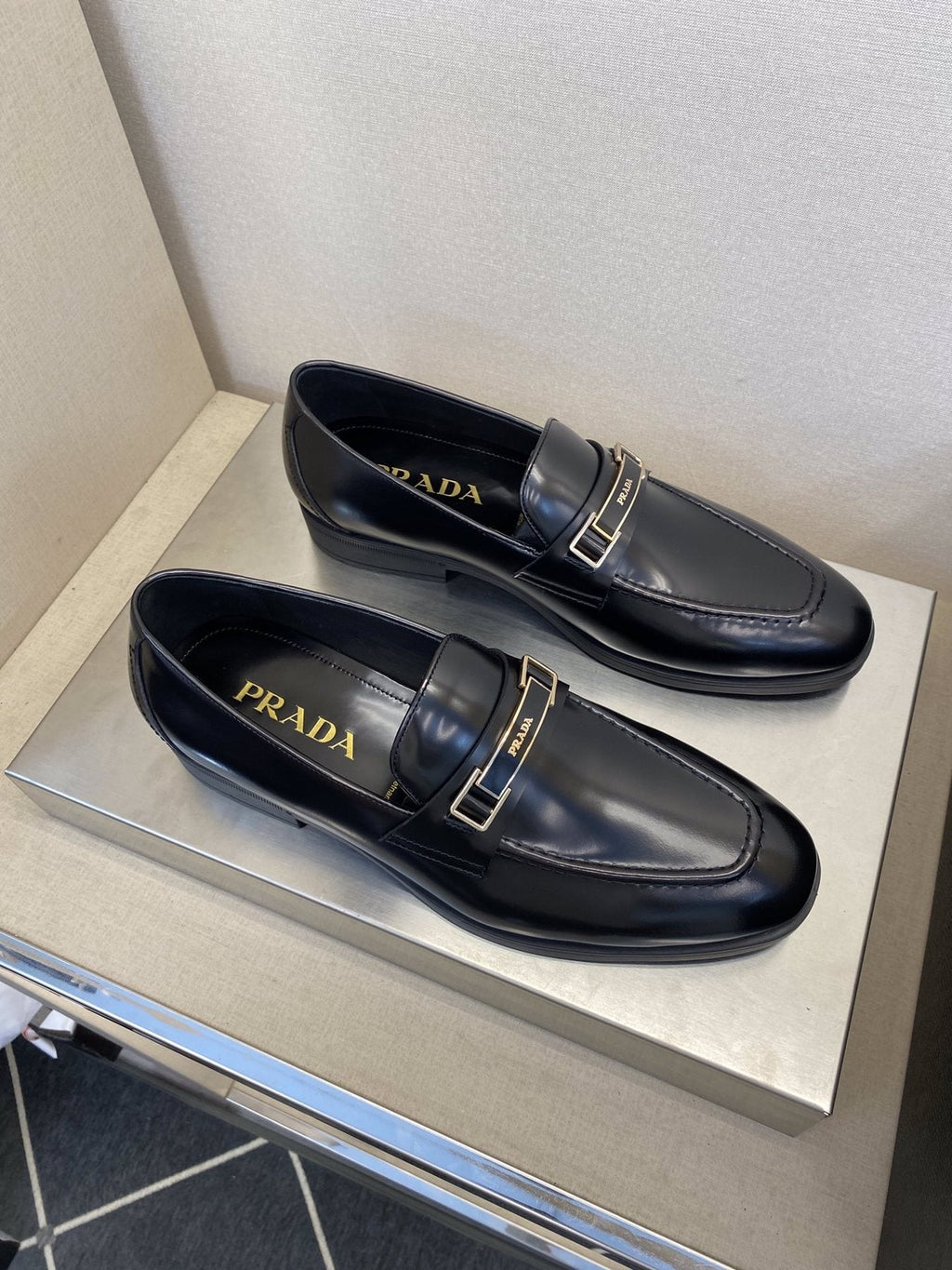 Prada Black Buckle Loafers