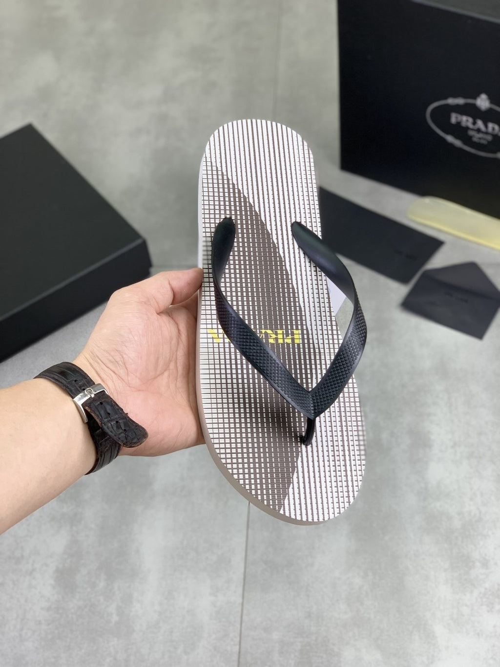 Prada Striped Thong Flip-Flops