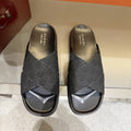 Gucci Men's Black Crisscross Strap Slide Sandals