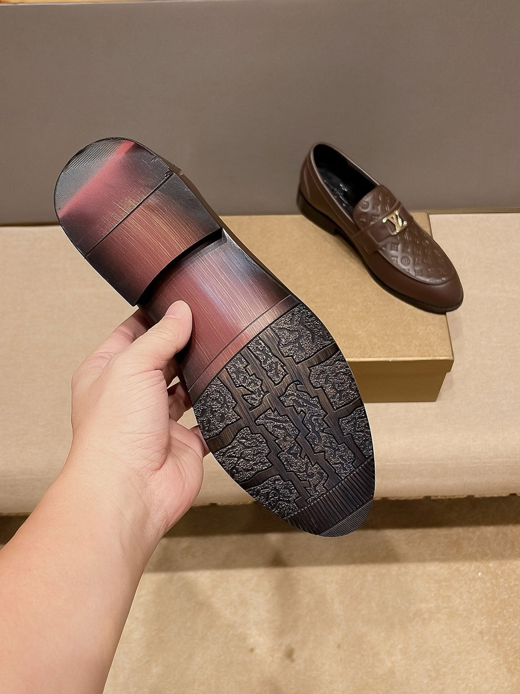 Louis Vuitton Men's Brown Buckle Slip-On Dress Shoes