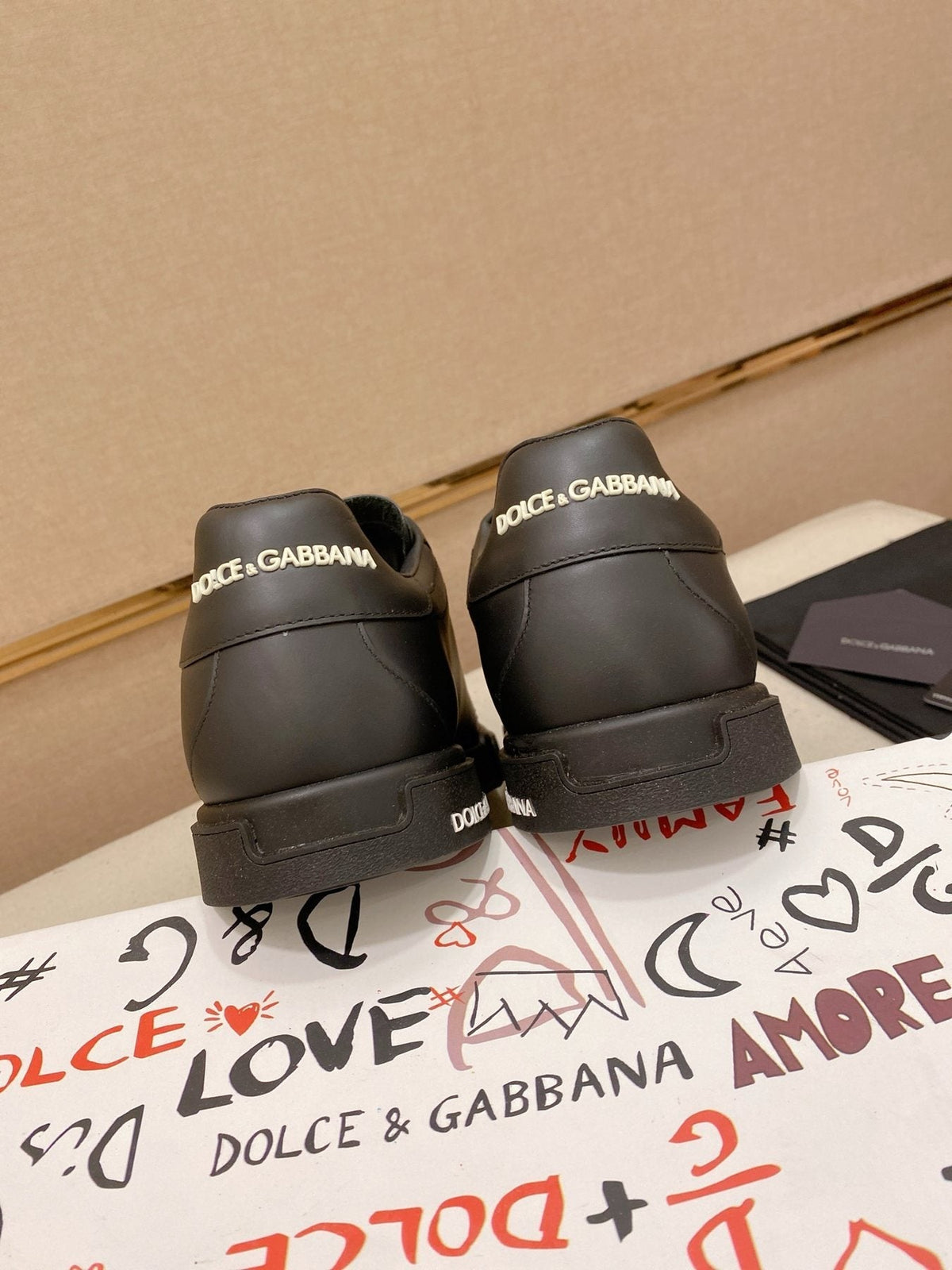 Dolce & Gabbana Men's Black Logo Low-Top Sneakers - Black Tonal Design