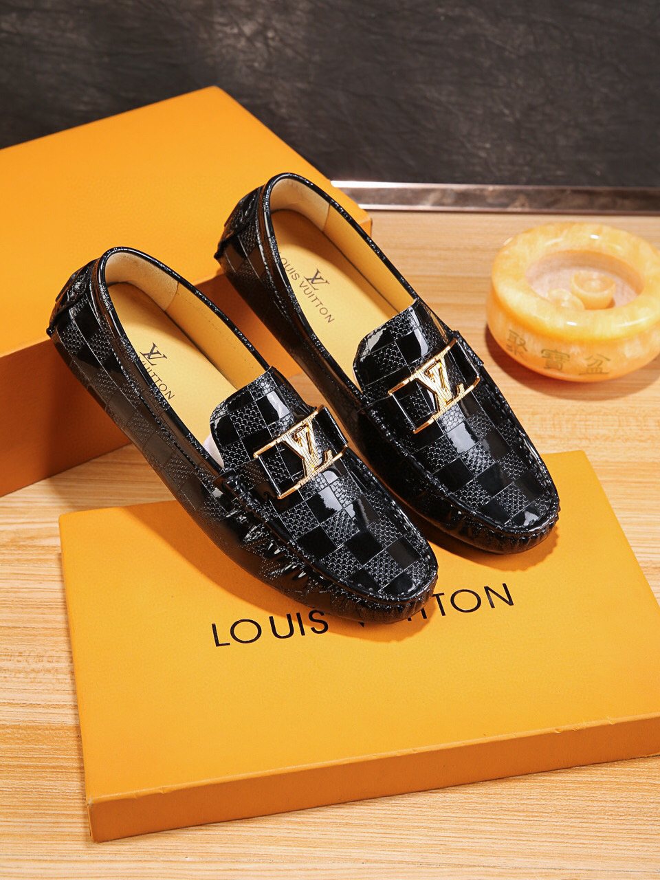 Louis Vuitton Men's Black Buckle Driving Loafers