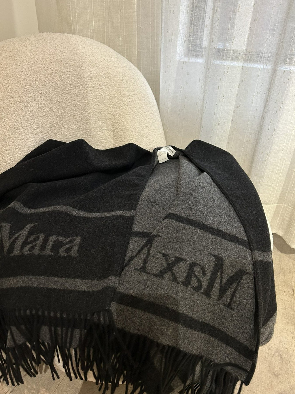 Max Mara Reversible Fringed Wrap Cape
