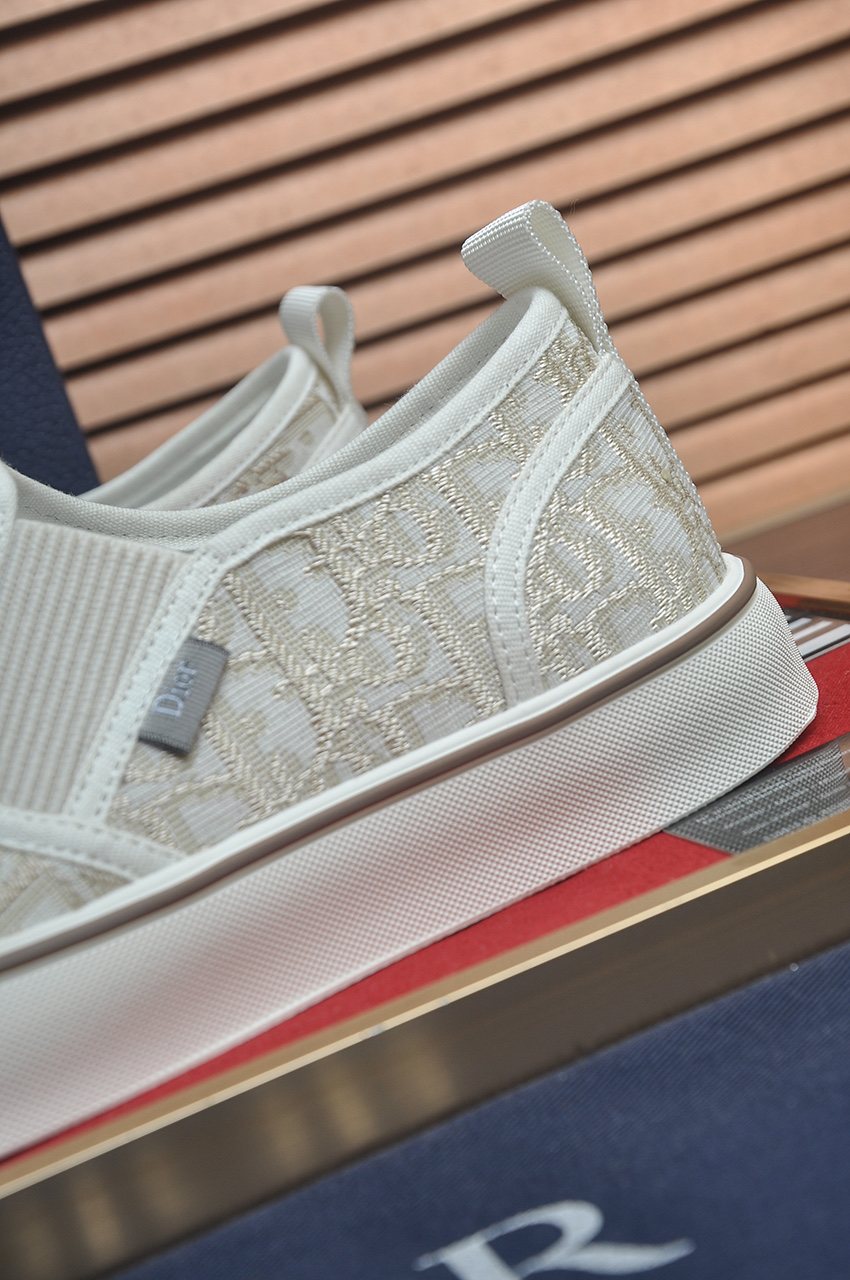 Dior Cream Patterned Slip-On Sneakers