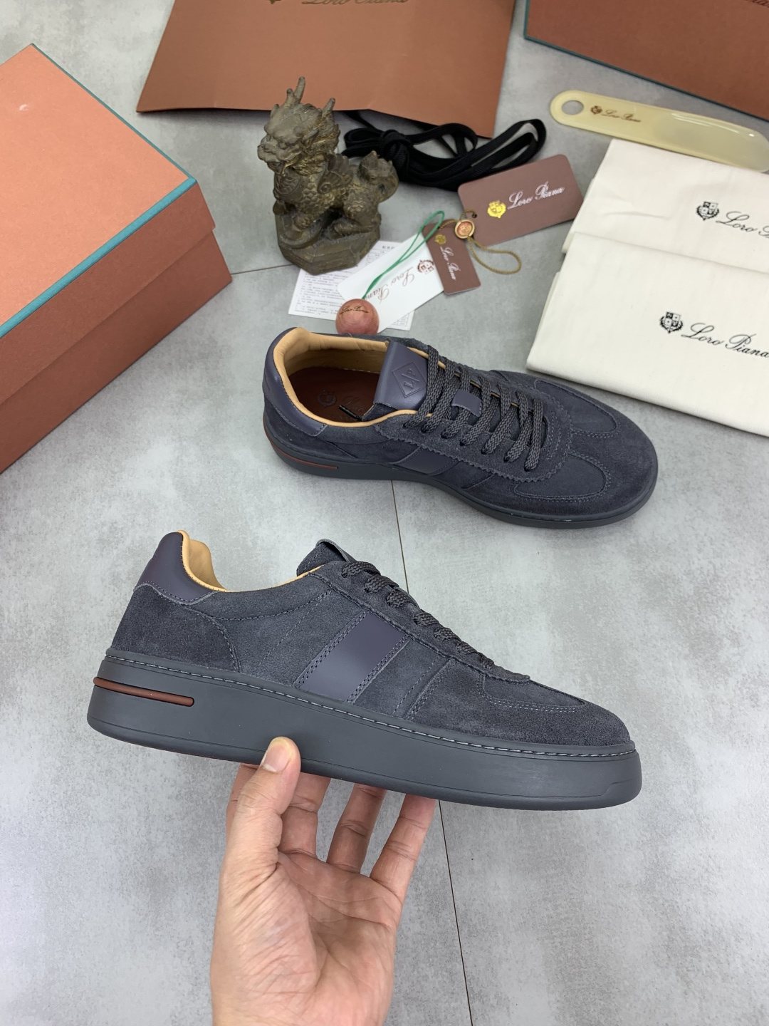 Loro Piana Navy Panel Low-Top Sneakers