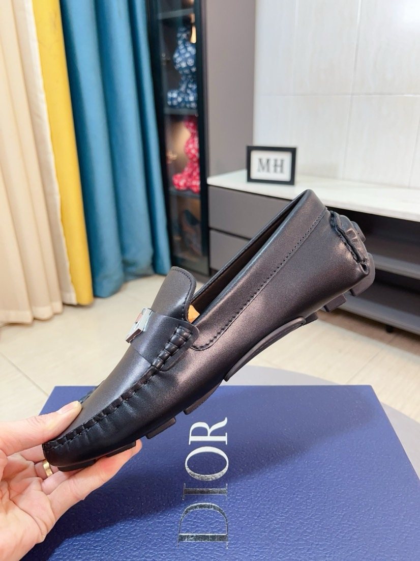 Dior Black Silver-Accent Loafers