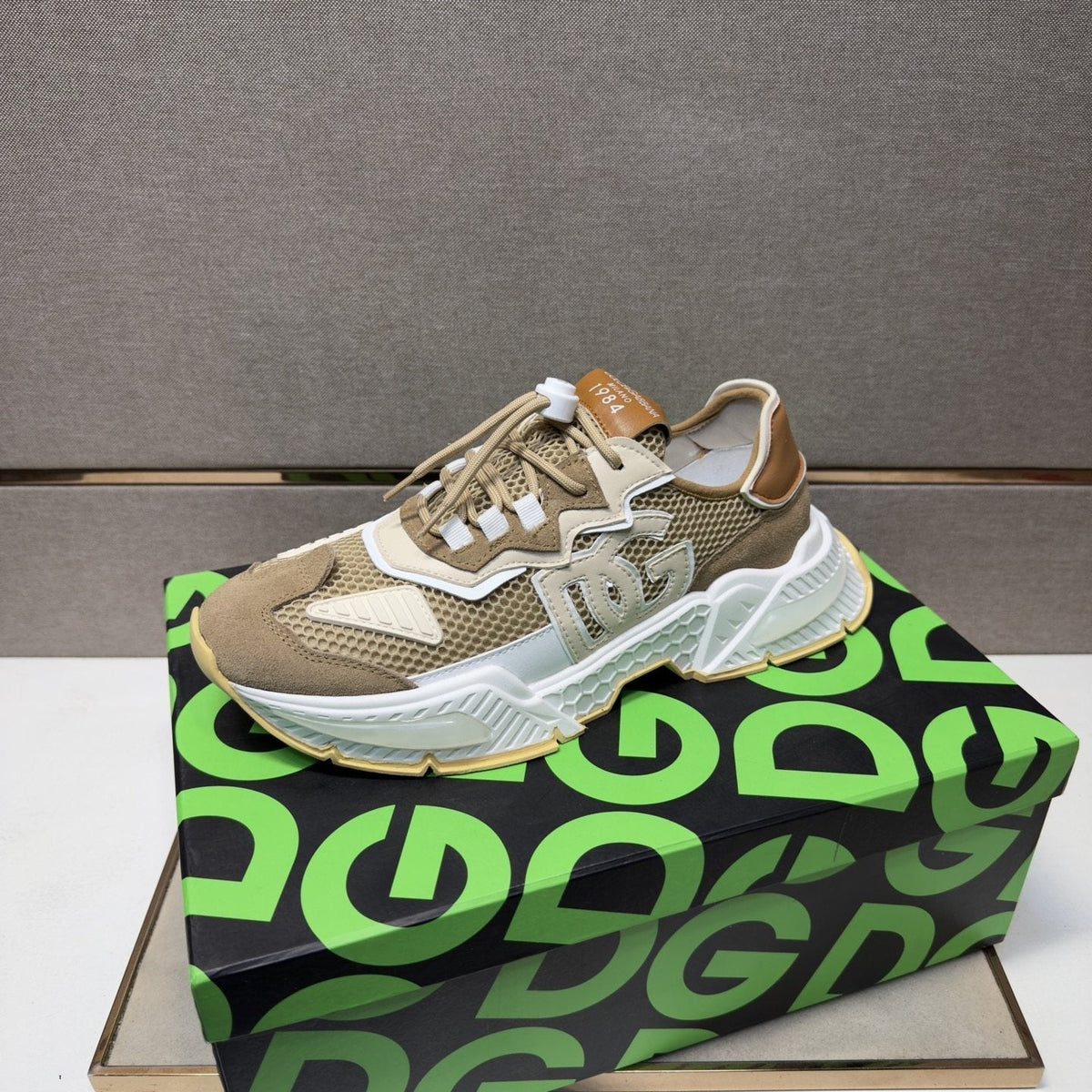 Dolce & Gabbana Taupe Mesh Panel Sneakers