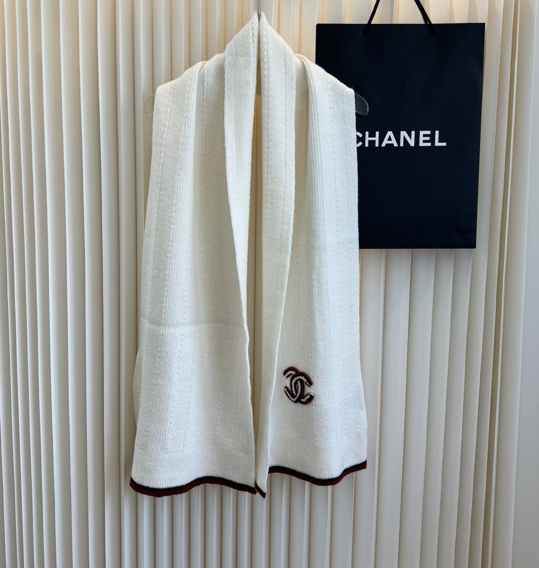 Chanel Embroidered Knitted Scarf