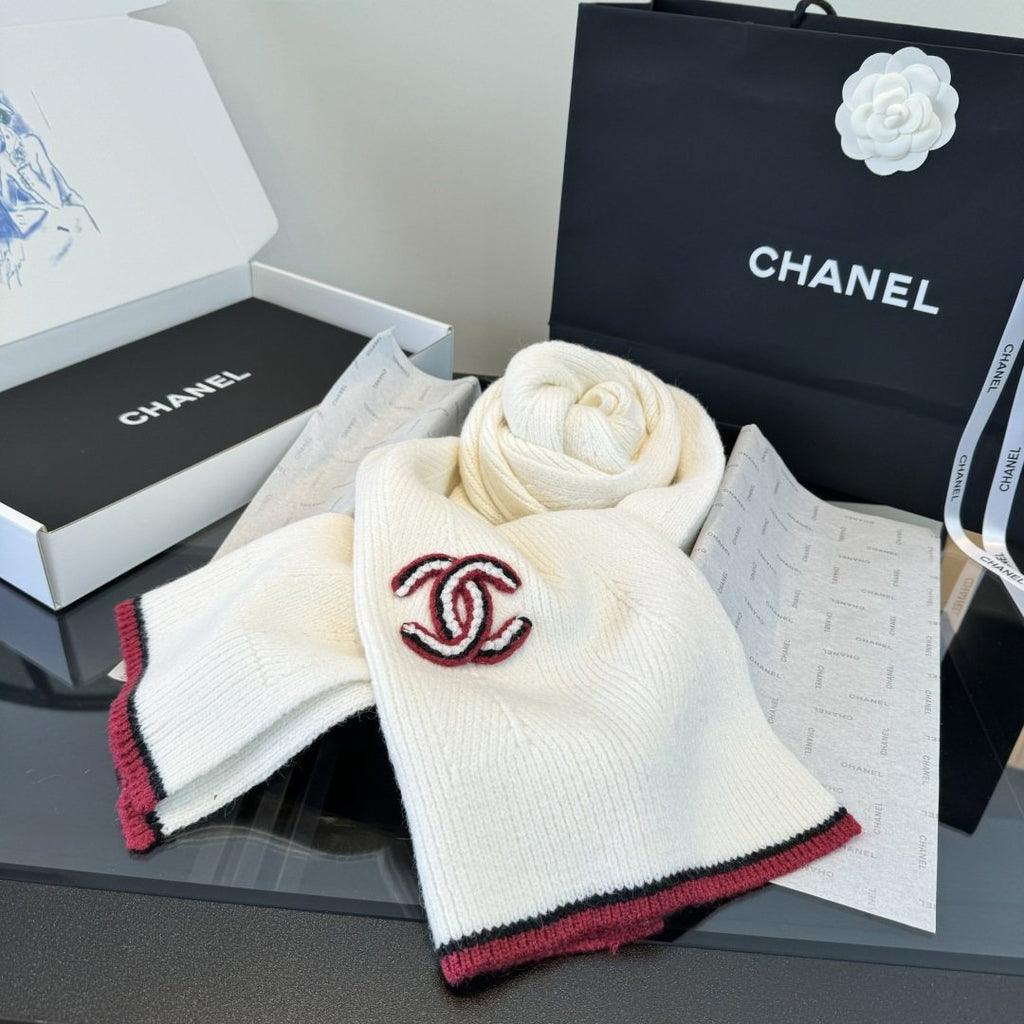 Chanel Embroidered Knitted Scarf