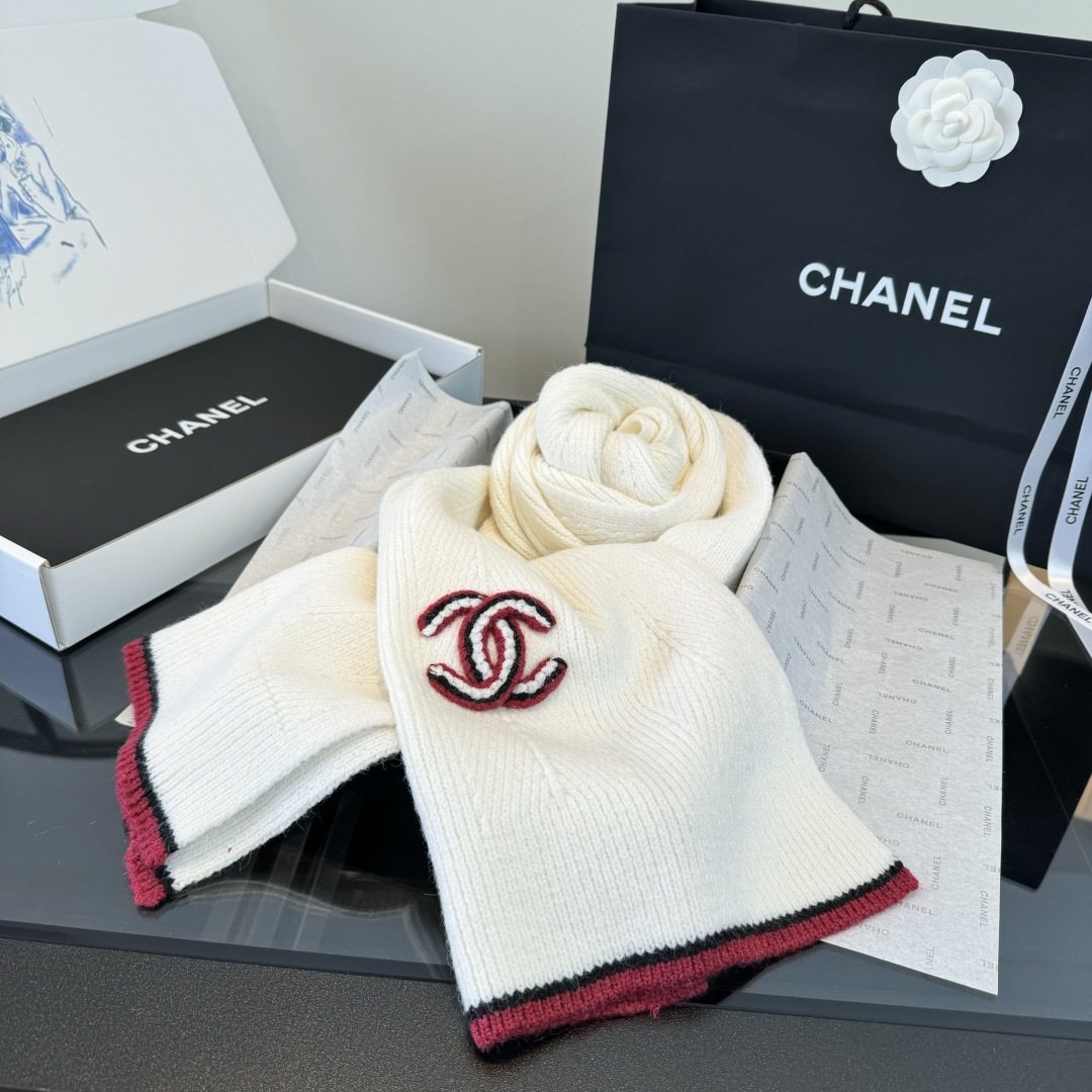 Chanel Embroidered Knitted Scarf