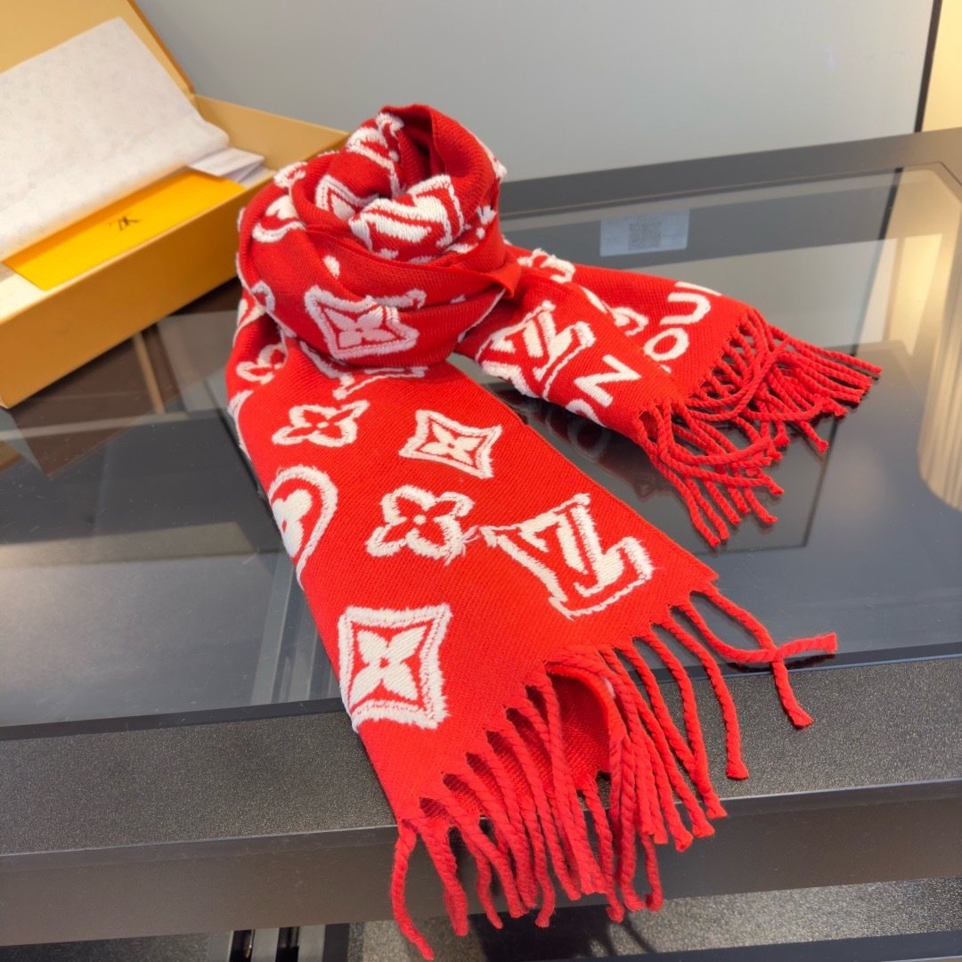 Louis Vuitton Fringed Monogram-Style Scarf