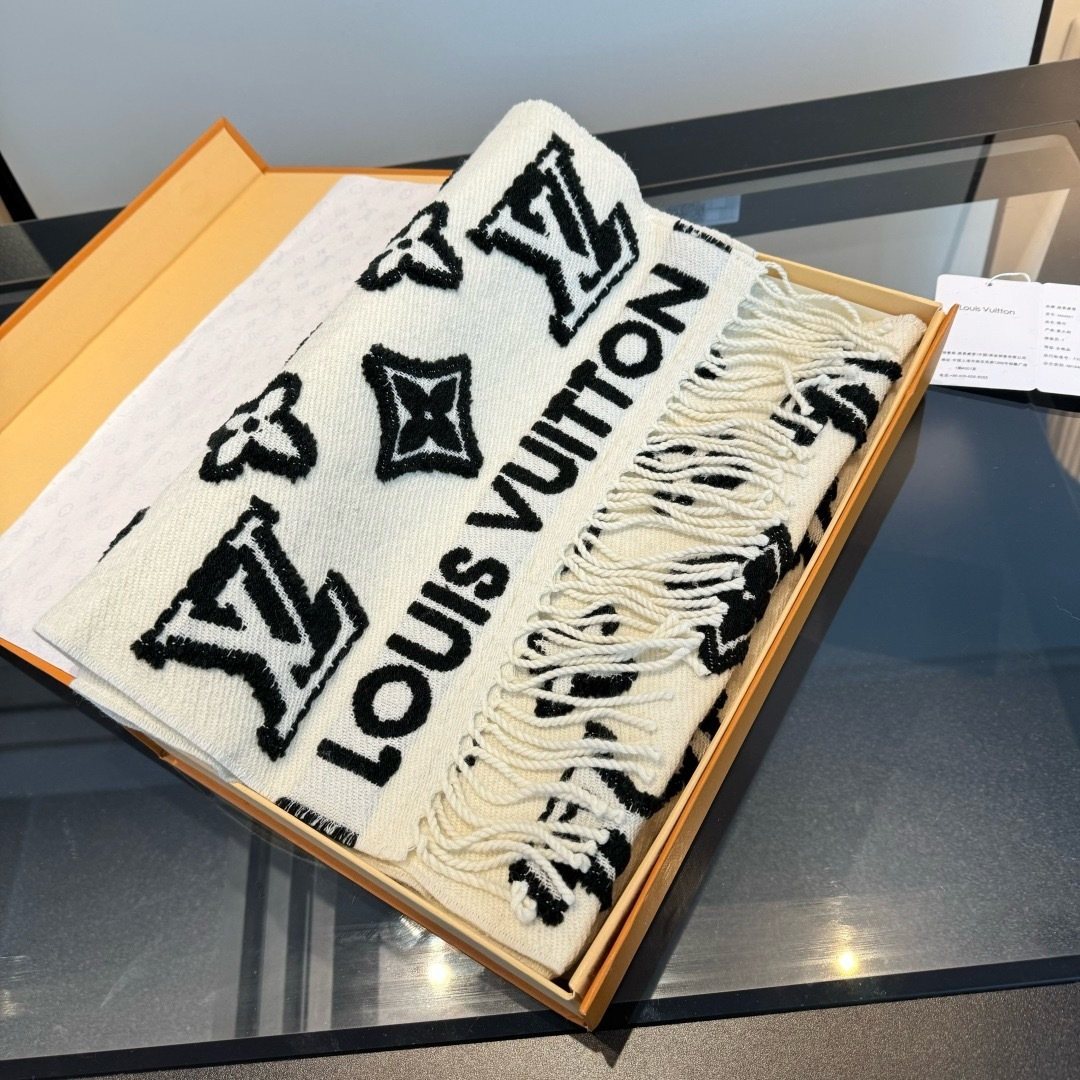 Louis Vuitton Fringed Monogram-Style Scarf