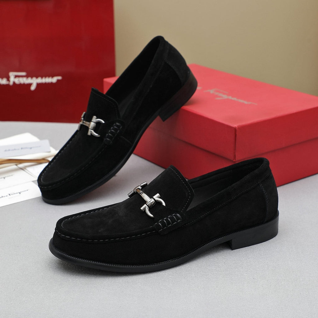 Ferragamo Suede Bit Loafers