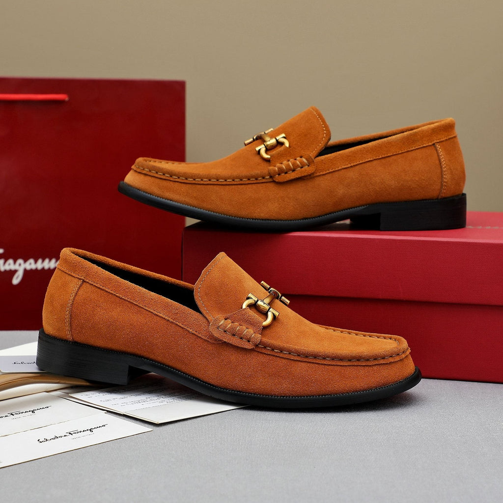 Ferragamo Suede Bit Loafers