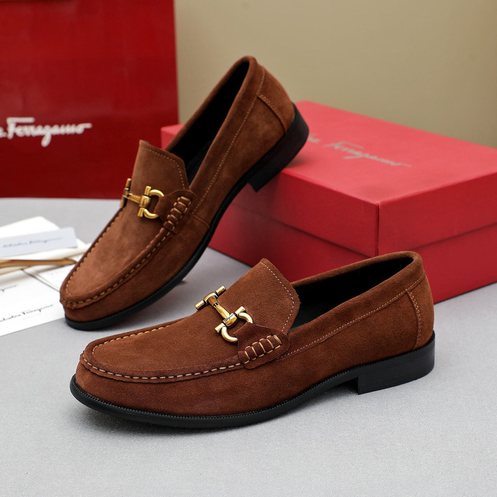 Ferragamo Suede Bit Loafers