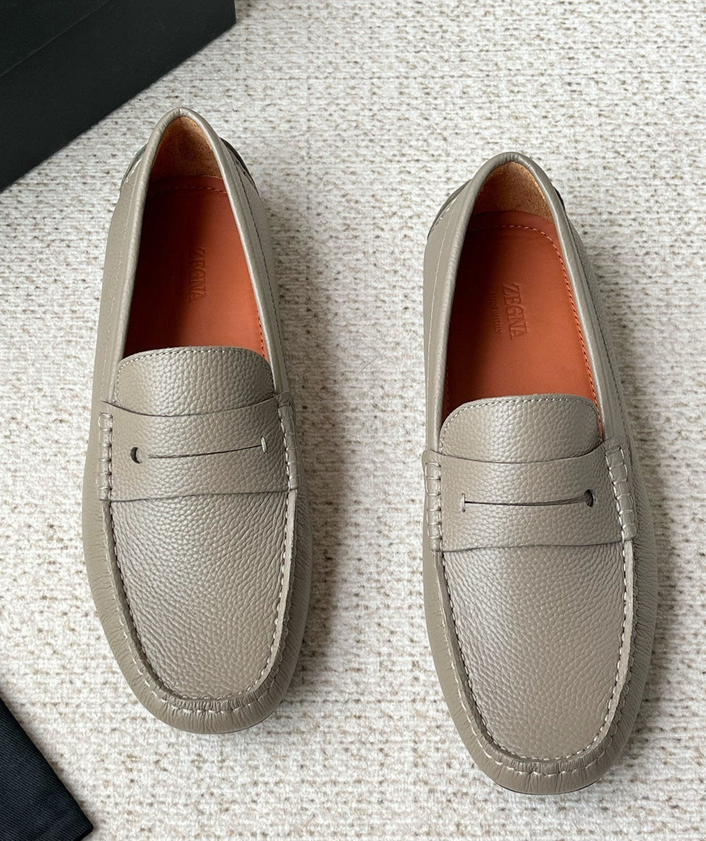 Zegna Men's Pebbled Leather Penny Loafers