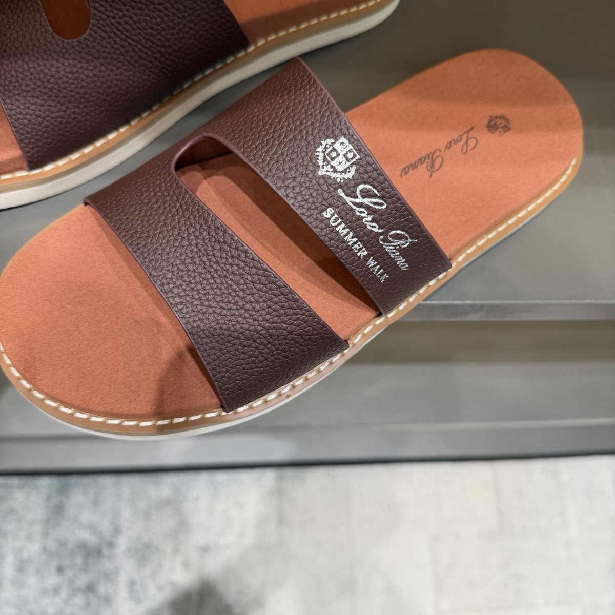 Loro Piana Summer Walk Slotted Slide Sandals