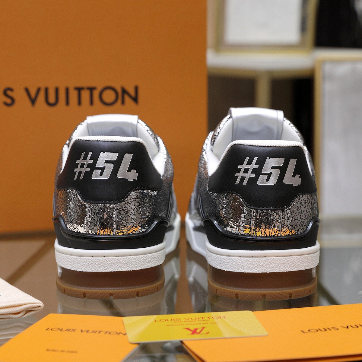 Louis Vuitton Metallic Crackle Low-Top Sneakers