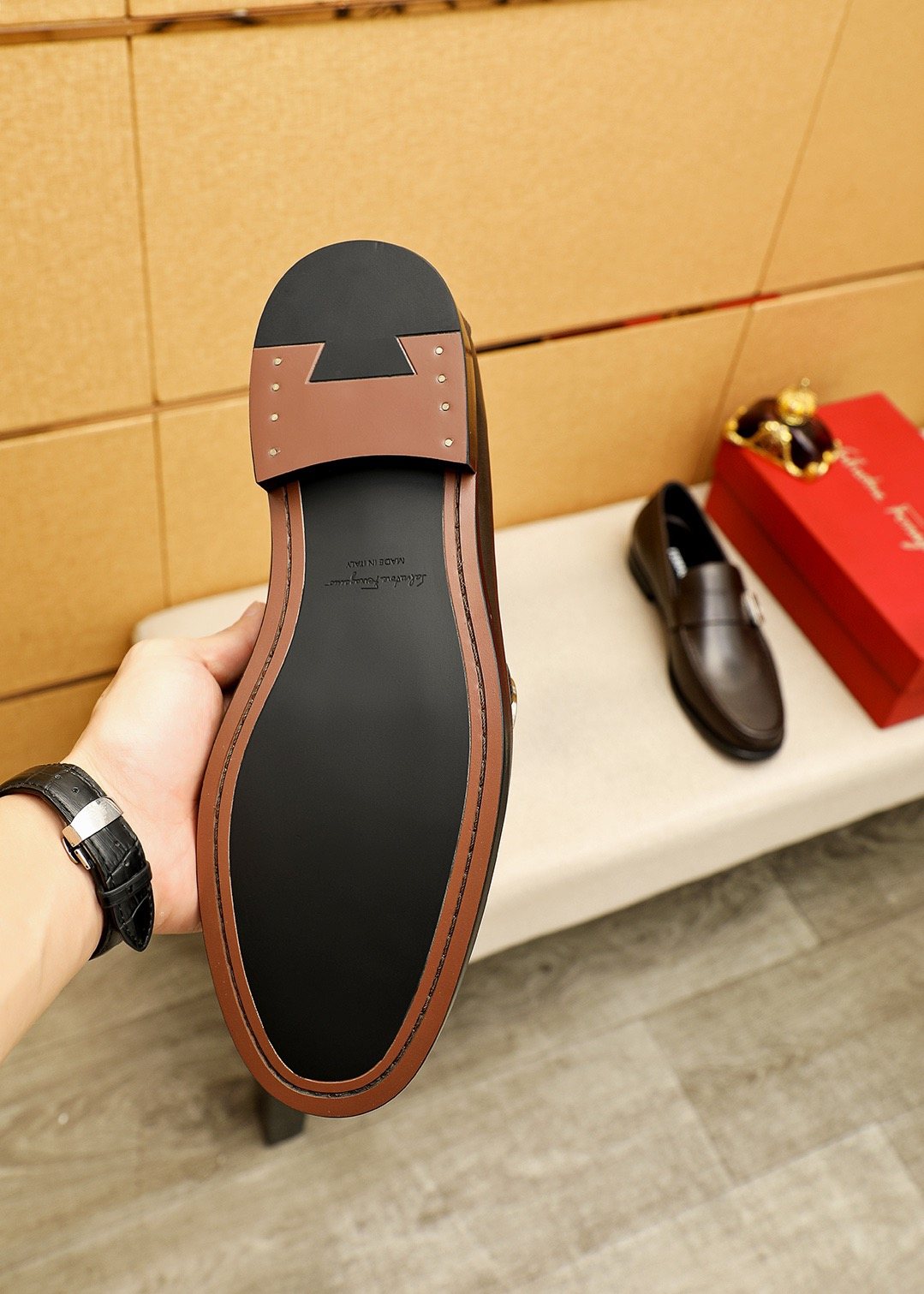 Ferragamo Leather Buckle Loafers