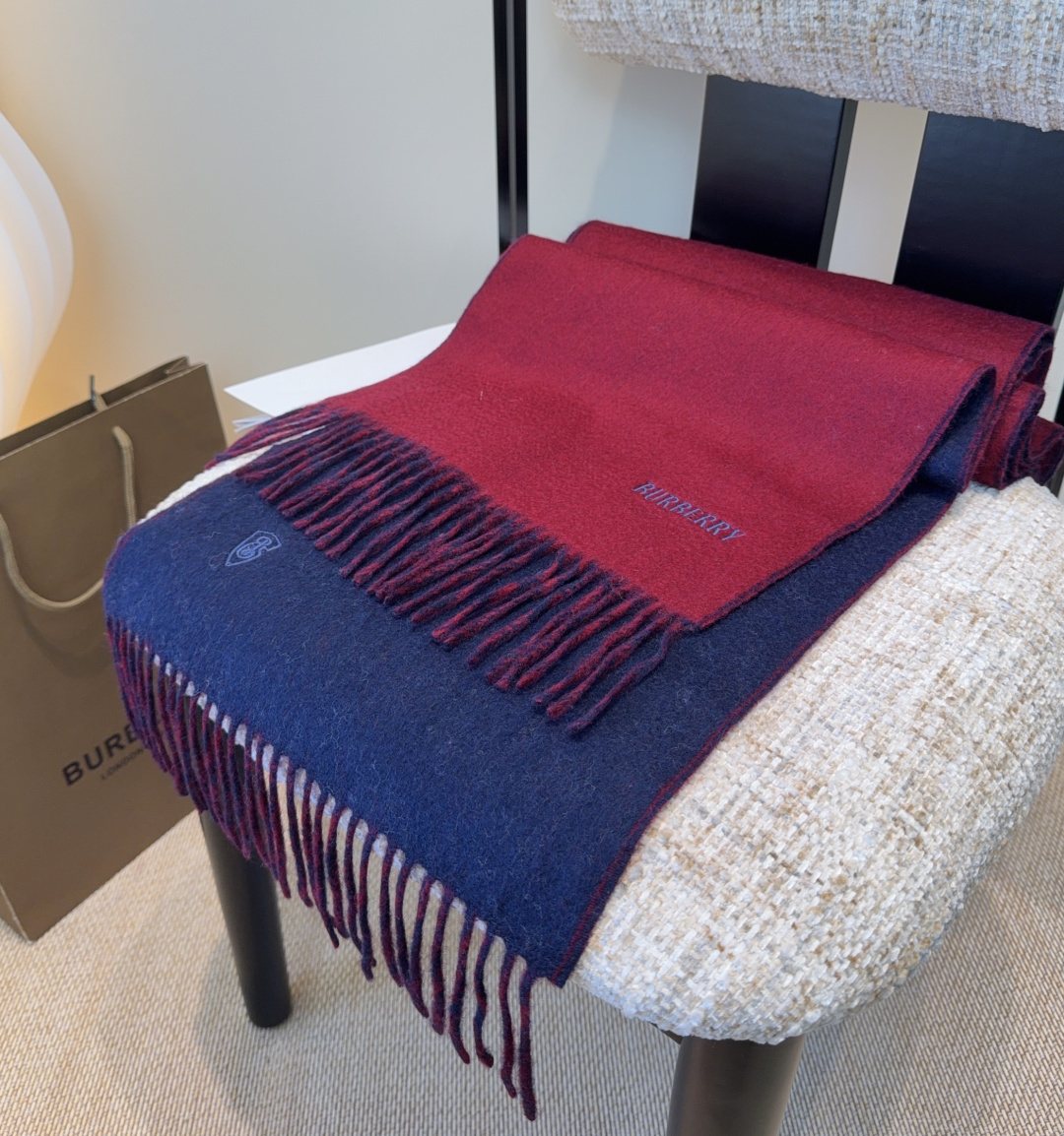 Burberry Two-Tone Fringed Scarf