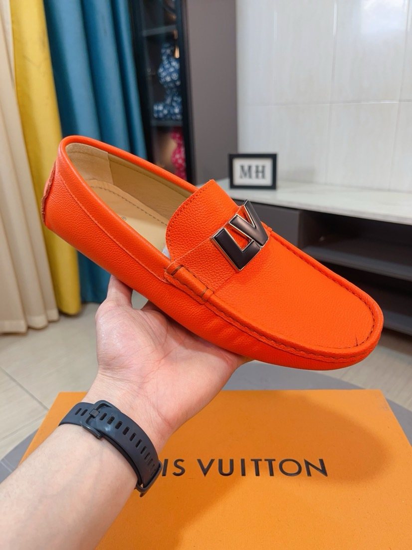 Louis Vuitton Pebbled Metal-Accent Driving Loafers