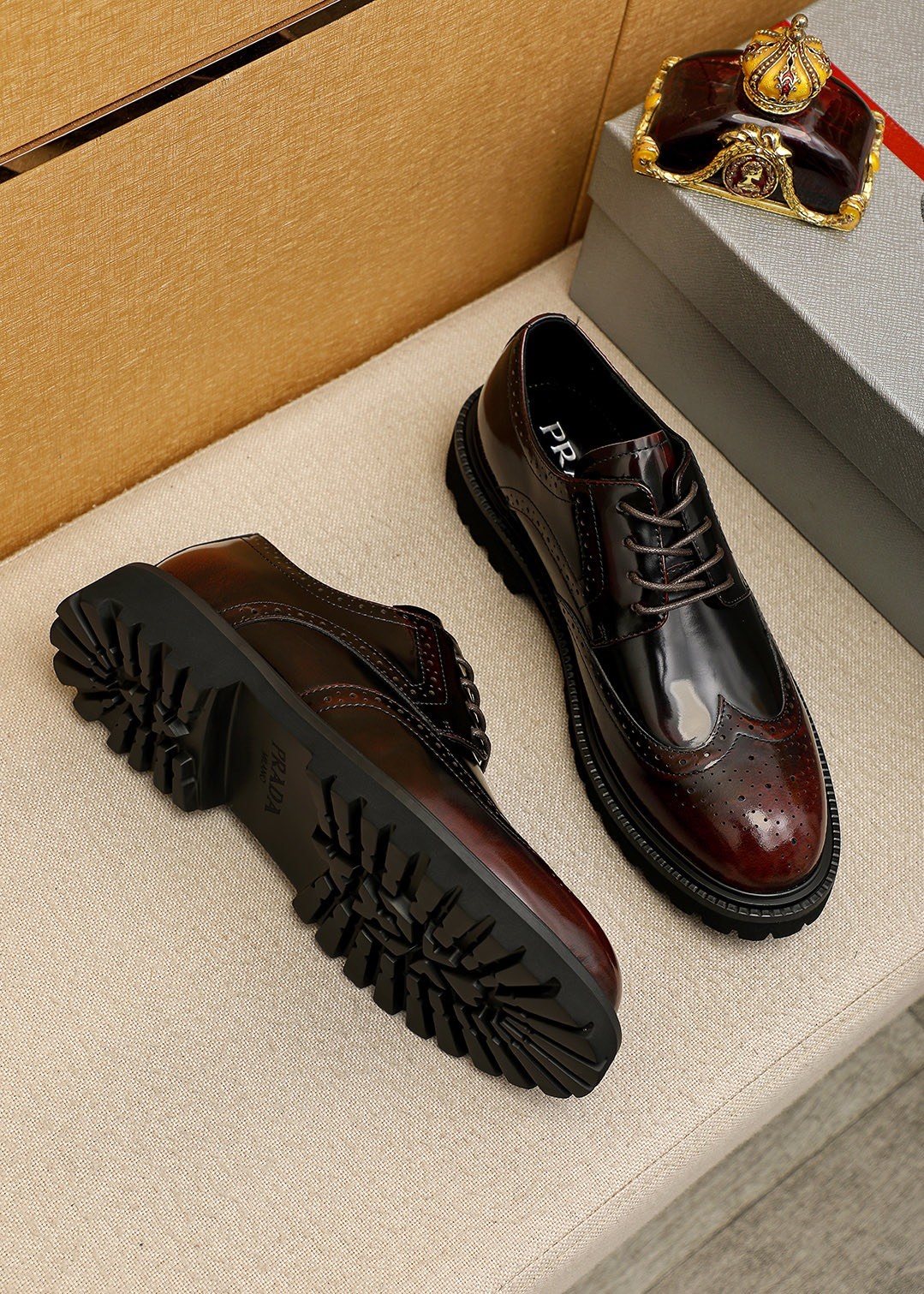 Prada Brogue Lug-Sole Derby Shoes