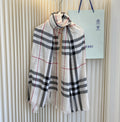 Burberry Plaid Fringe Cashmere Scarf