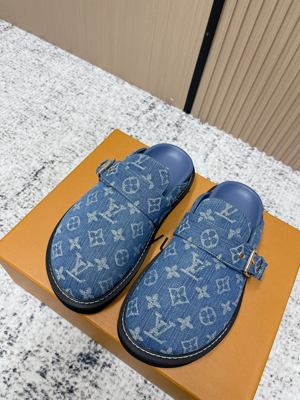 Louis Vuitton Monogram Buckle Clog Sandals