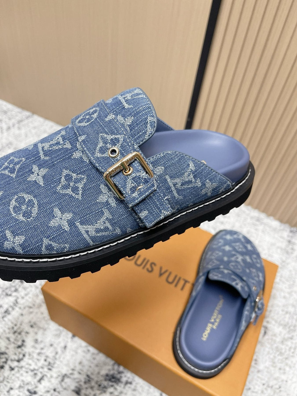 Louis Vuitton Monogram Buckle Clog Sandals