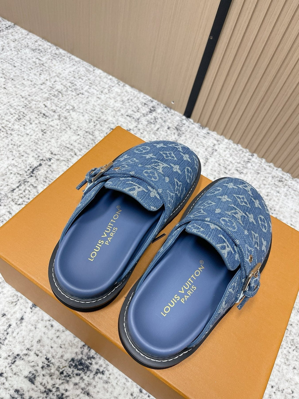 Louis Vuitton Monogram Buckle Clog Sandals