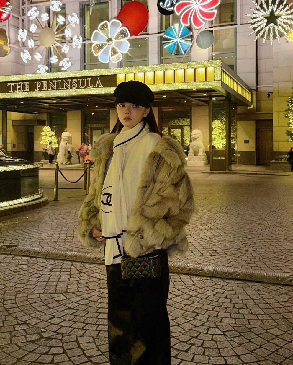 Chanel Contrast-Trim Logo Scarf