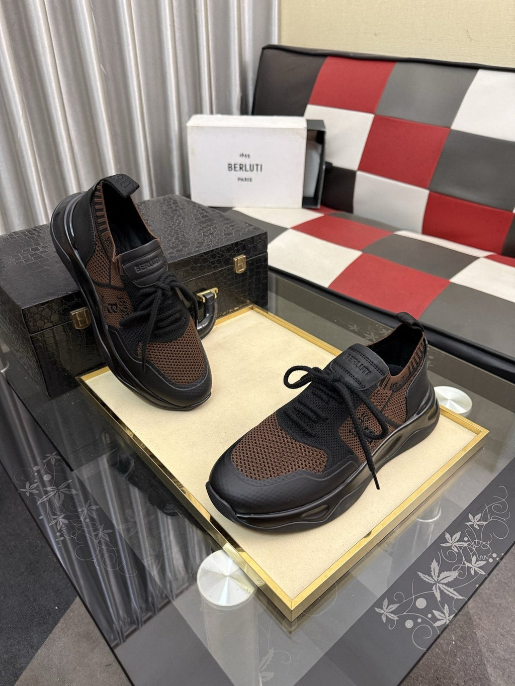 BERLUTI Men's Mesh-Panel Lace-Up Sneakers