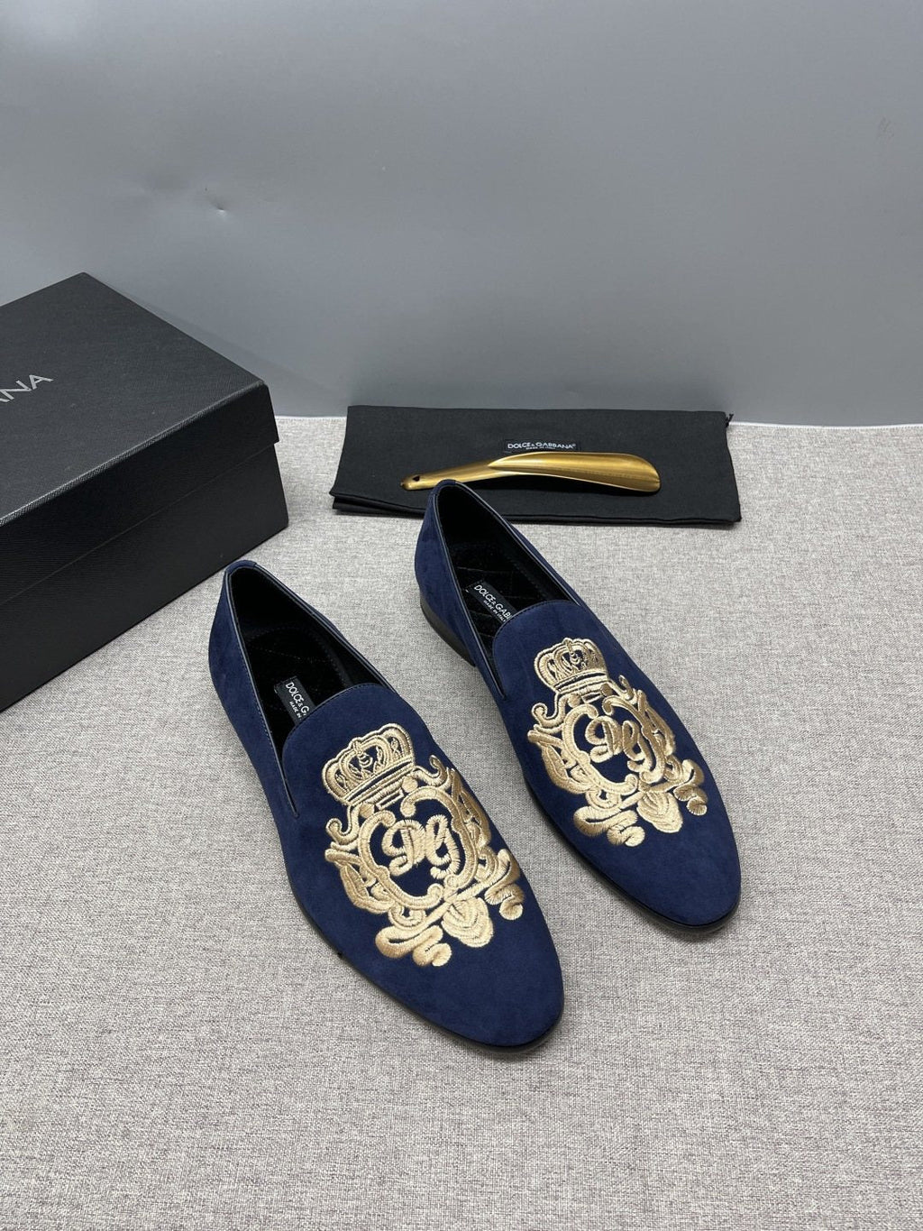 Dolce & Gabbana Men's Crown Embroidered Loafers
