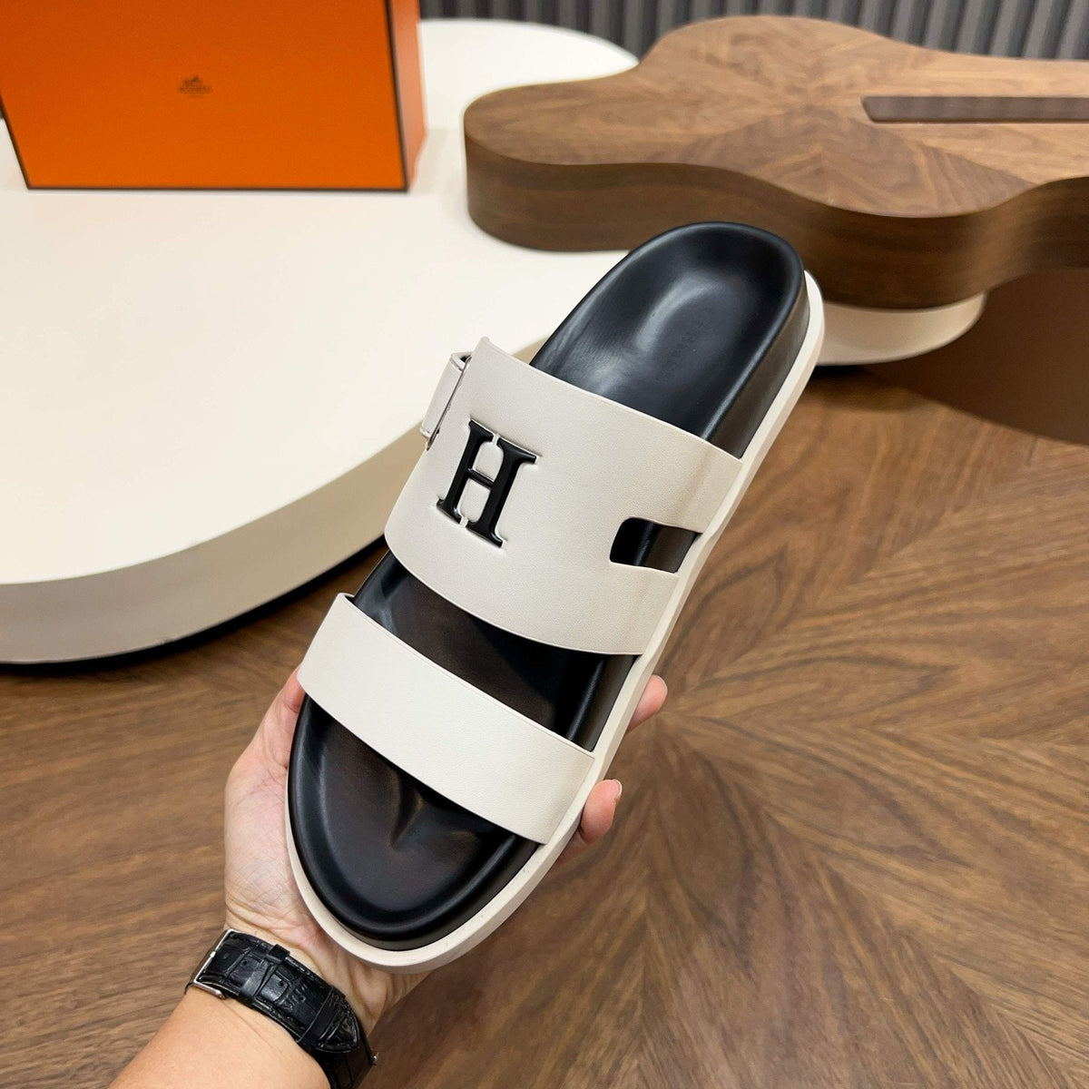 Hermès Men's Two-Strap Slide Sandals