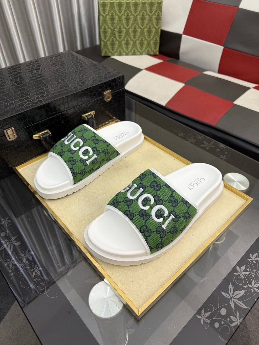 Gucci Logo Strap Slide Sandals