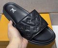 Louis Vuitton Men's Embossed Strap Slide Sandals - Textured Tread Outsole