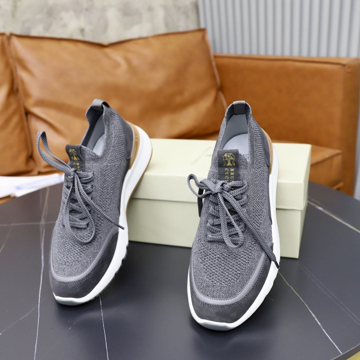 Brunello Cucinelli Knit Low-Top Sneakers - Heel Pull Tab