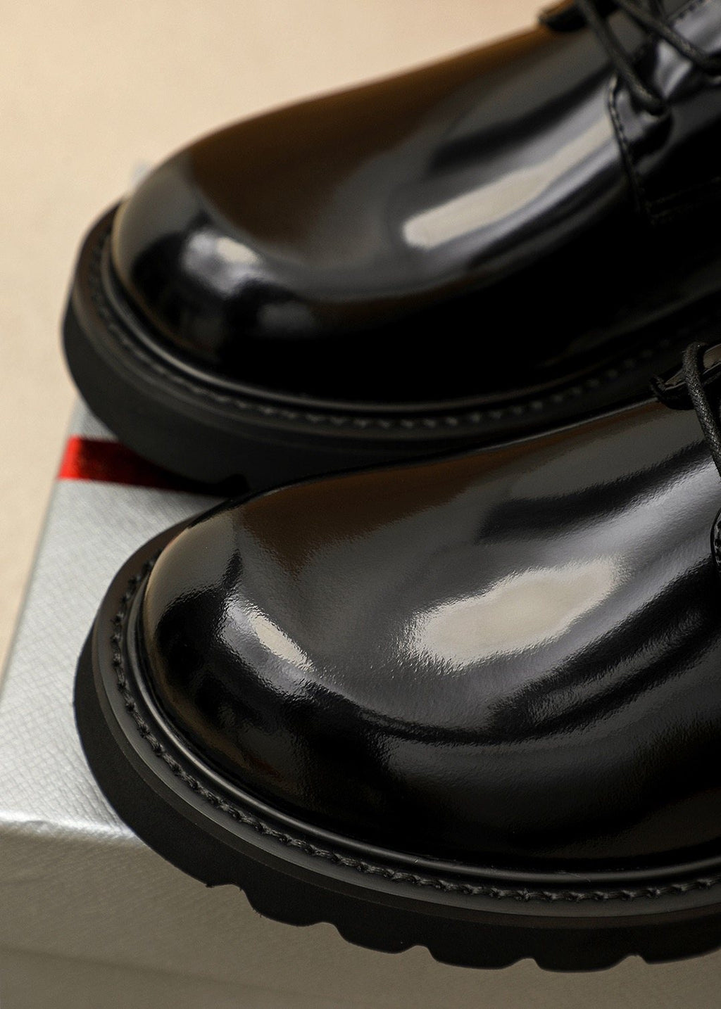 Prada Glossy Lug Sole Derby Shoes